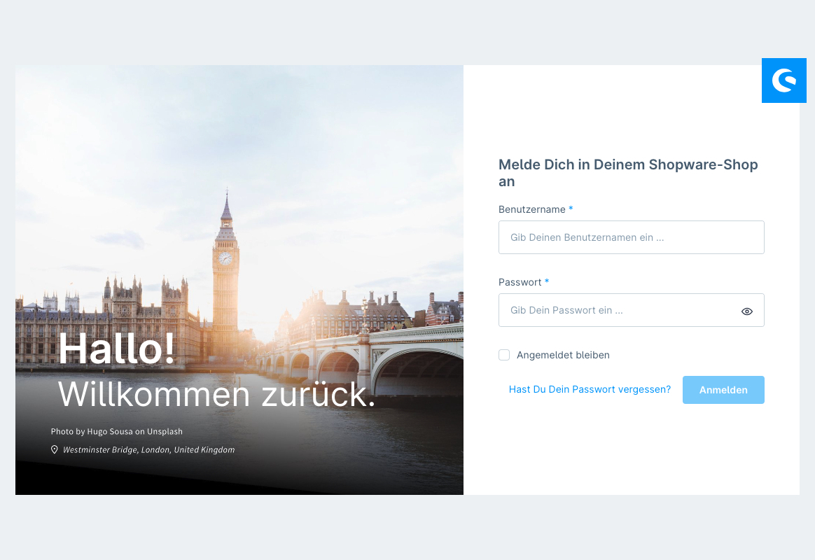 default administration login page